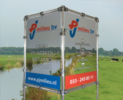 Reclamepanelen in v-vorm buizenframe